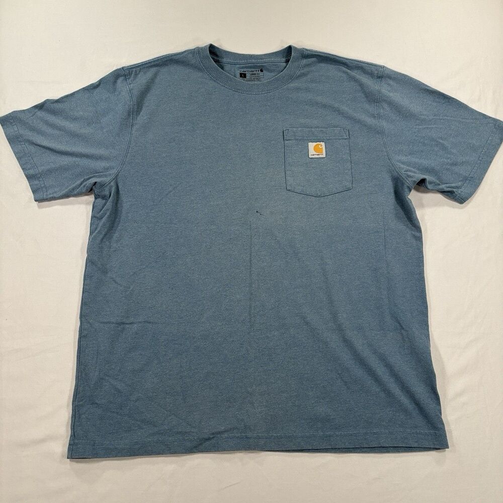 Carhartt Shirt Mens Large Blue Loose Fit Pocket Work Tee Tagless Workwear